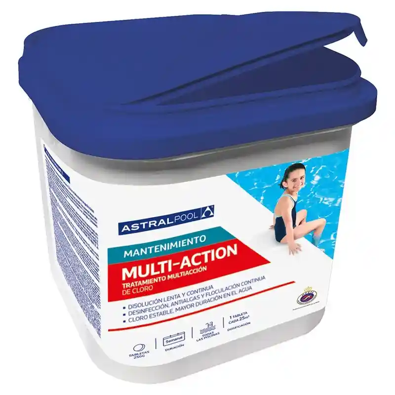 cloro-multifuncion-tabletas-250gr-astralpool-5-kg FLUIDRA CLORO MULTIACCION 5 250G 0% BORICO (Bote 5KG) ASTRAPOOL - Imagen 1