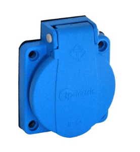 BASE DOMESTICA AZUL P/CAJA DIST. 16A 2P+T IP55 250V APARELEC
