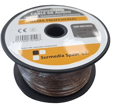 CABLE AUDIO PARALELO 2 X 0.50 mm TRANSPARENTE POLAR 100 metros SURMEDIA