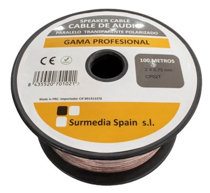 CABLE AUDIO PARALELO 2 X 0.75 mm TRANSPARENTE POLAR 100 metros SURMEDIA