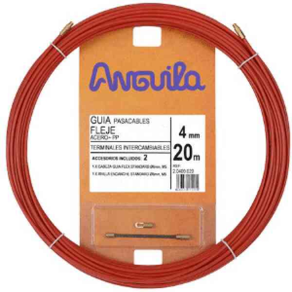 PASACABLES ACERO NYLON 4MM ROJO 20m ANGUILA