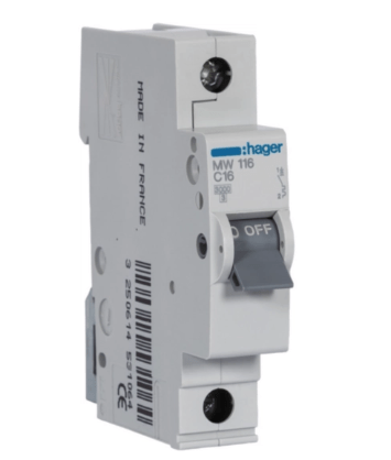 INTERRUPTOR AUTOMATICO 1 POLO 16A MW116 HAGER