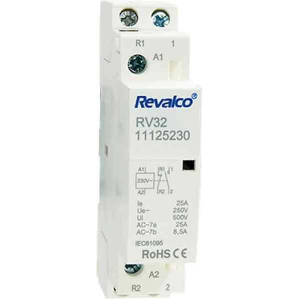 CONTACTOR MODULAR 1 MODULO 2 POLOS 25A 230V 2NO REVALCO