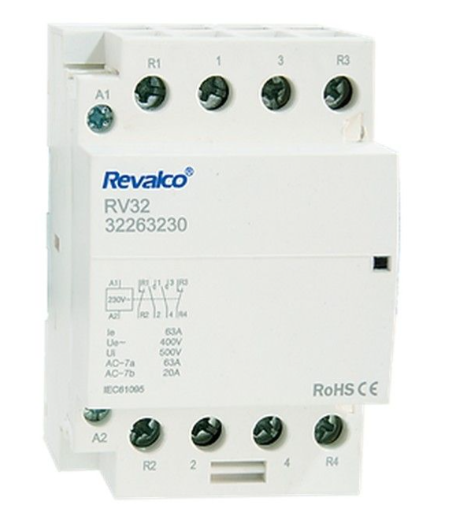 CONTACTOR MODULAR 3 MODULOS 4 POLOS 63A 230V 4NO REVALCO