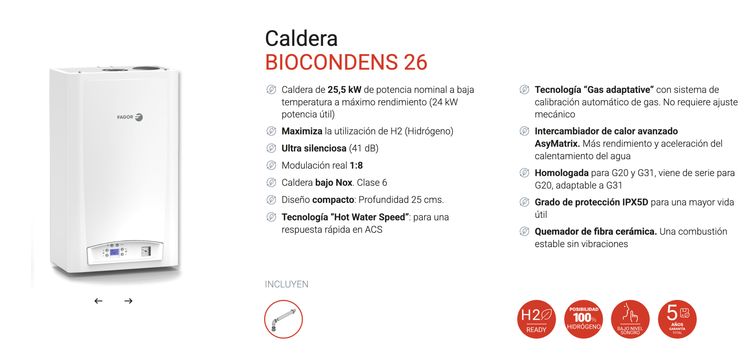CALDERA BIOCONDENS 26KW 26+ KIT EVAC FAGOR