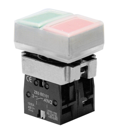 PULSADOR DOBLE 1 NO + 1 NC ROJO/VERDE IP65 WERDEN