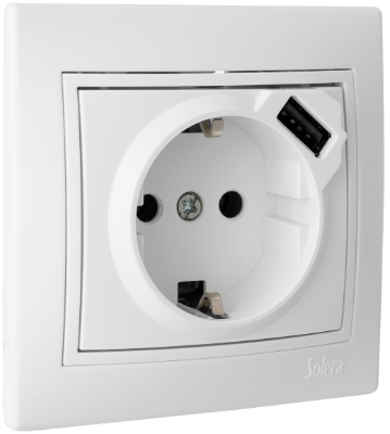 erp60usb-u BASE FIJA 2P+T,16A,250V + USB 2,1A 5V. MONOBLOC DE EMPOTRAR SOLERA - Imagen 1