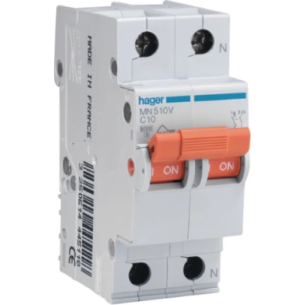 MAGNETOTERMICO 2 POLOS 10A C 6kA (21) HAGER