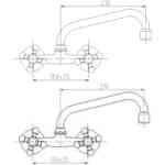 PAULA 1 GRIFERIA MONOBLOC MEZCLADOR BATERIA FREGADERO PARED 15CM JGS - Imagen 2