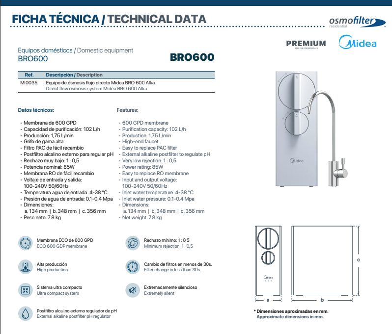 Ósmosis Inversa Midea BRO600