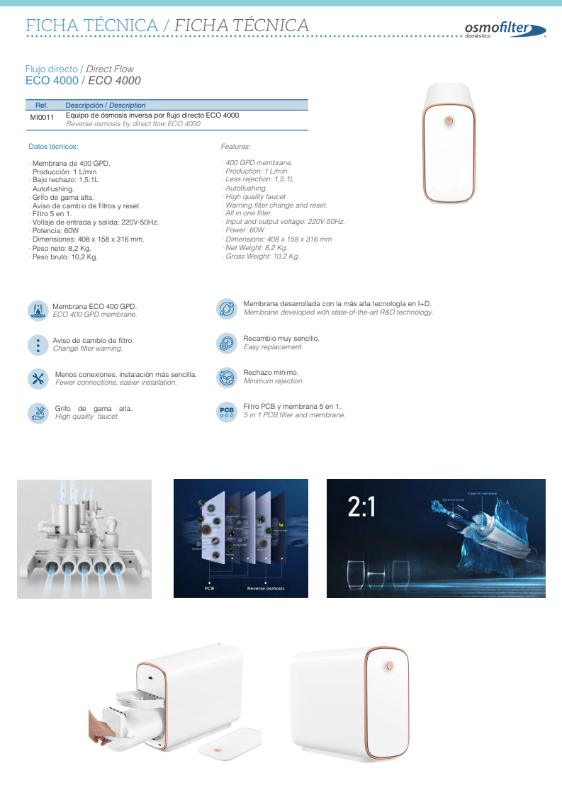 MIDEA EQUIPO DE OSMOSIS FLUJO DIRECTO ECO 4000