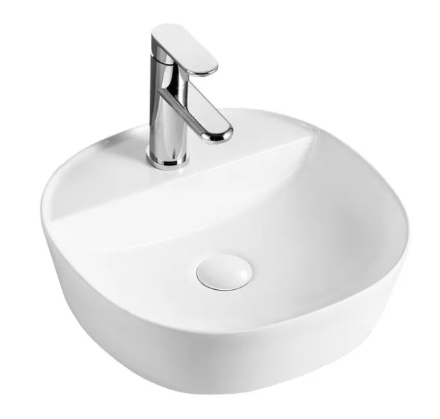 LAVABO CUADRADO SPIN 40 CG CON AGUJERO SOBRE ENCIMERA 40,5X40,5X12 CM BLANCO BRILLO AQUORE