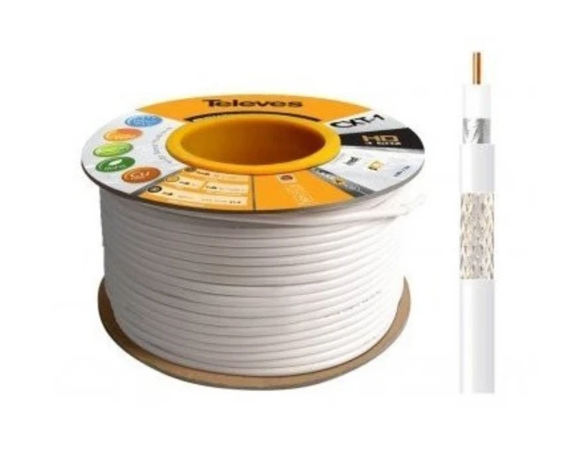 CABLE COAXIAL CXT1 PVC BLANCO ROLLO 100 METROS TELEVES CABLE COAXIAL CXT1 PVC BLANCO ROLLO 100 METROS TELEVES - Imagen 1