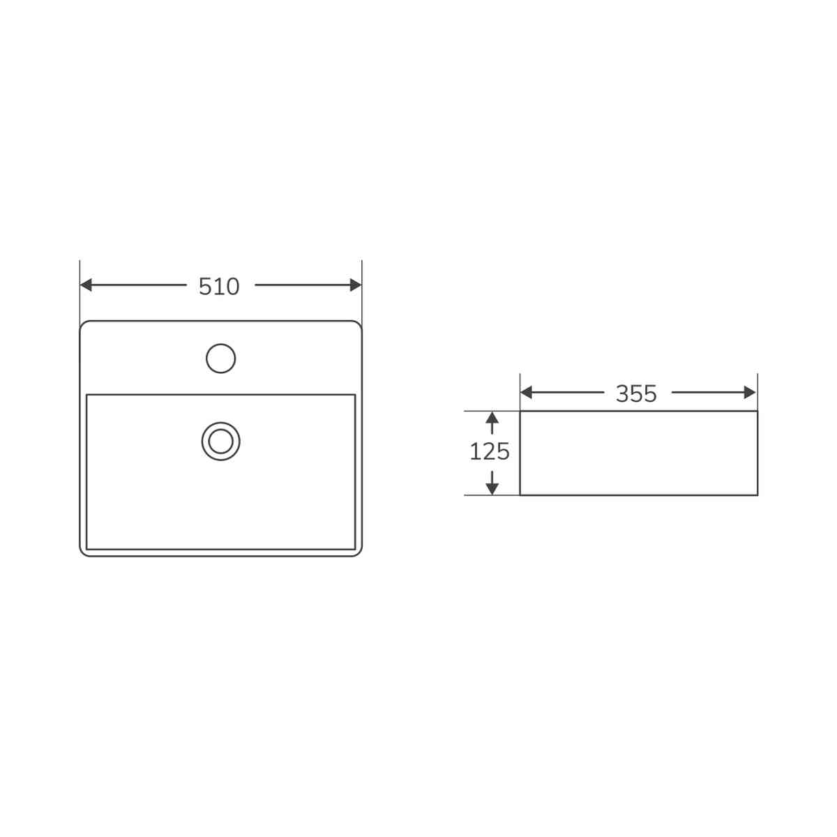 Medidas del lavabo KUBE 50M Aquore
