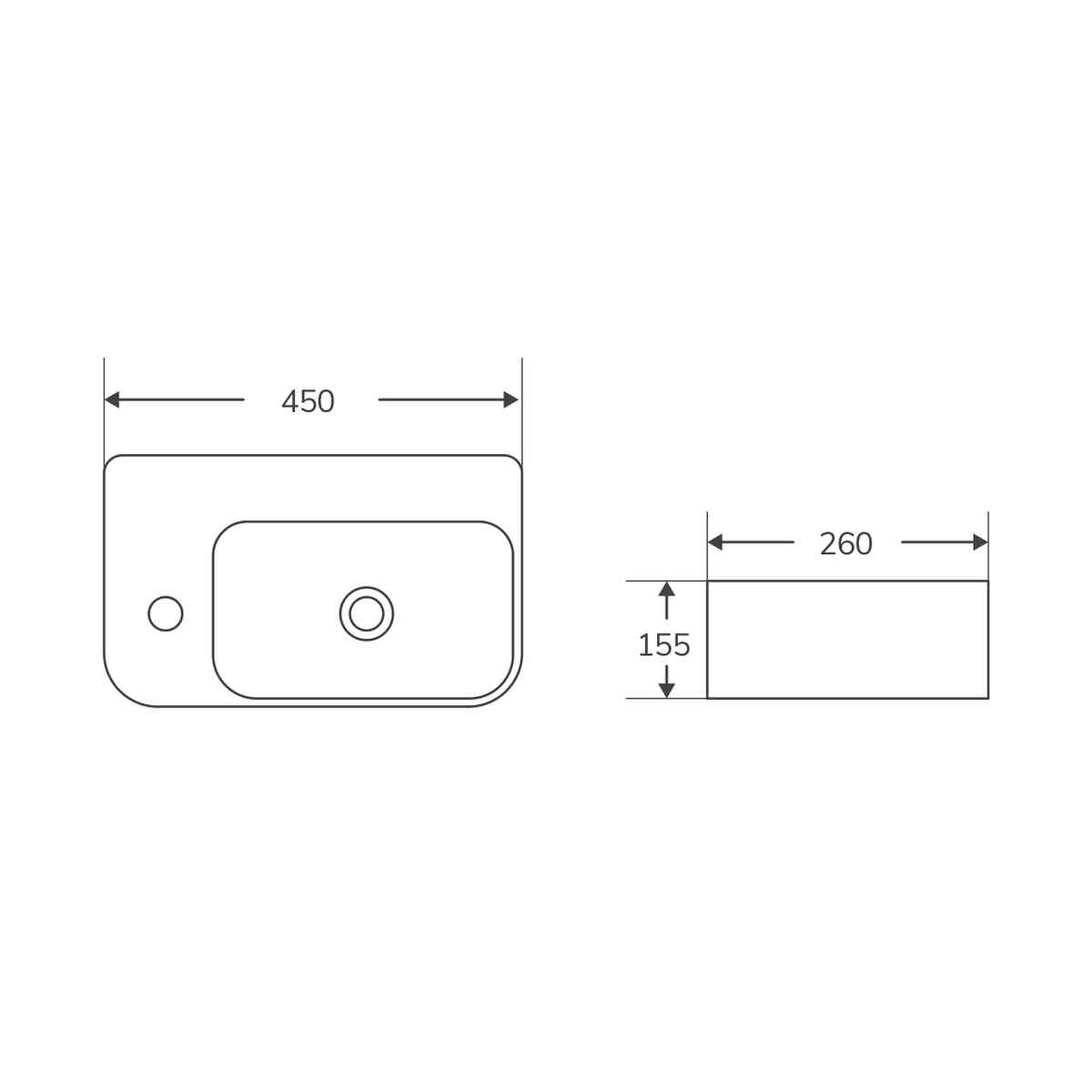 Medidas del lavamanos MINI 28L Aquore
