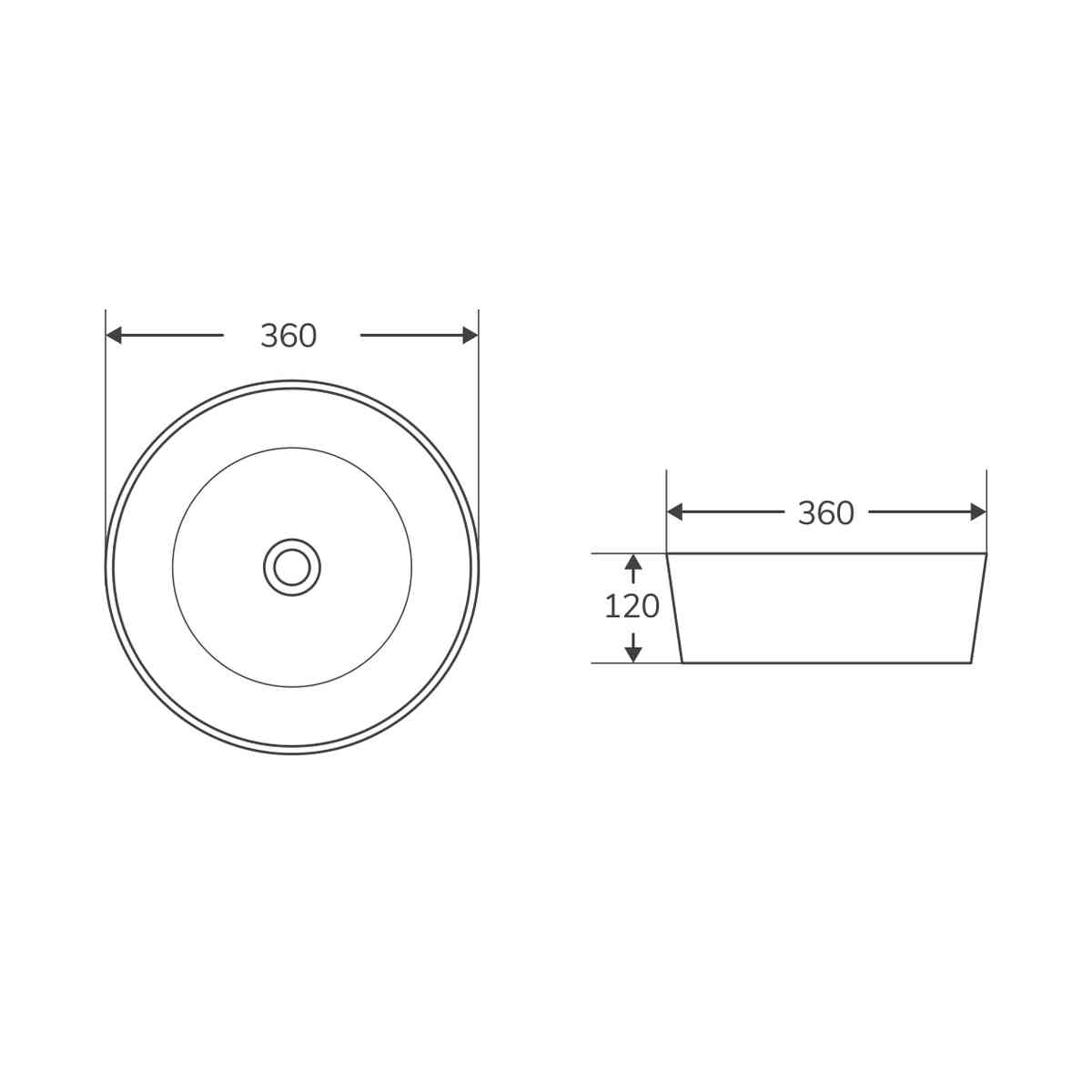Medidas del lavabo SPIN 36B Aquore