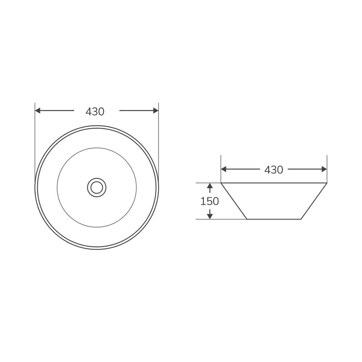 Medidas del lavabo SPIN 43B Aquore