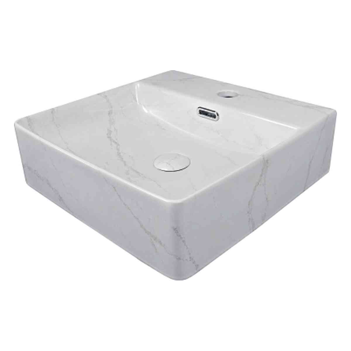 Vento 42M Lavabo Cuadrado Con Agujero 42X42X12 Cm Sobre Encimera O Suspendido Ca Vento 42M Lavabo Cuadrado Con Agujero 42X42X12 Cm Sobre Encimera O Suspendido Ca